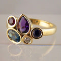 Colorful Inlaid Crystals Gold Ring