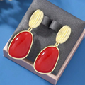 Red Stone Gold Earrings