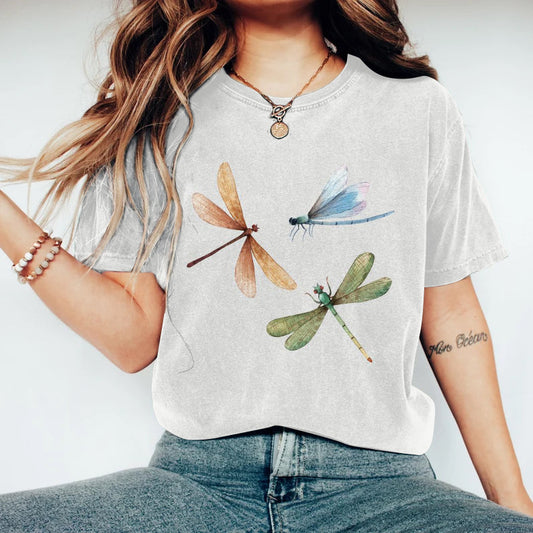 Comstylish Vintage Dragonfly Cotton Blend T-Shirt