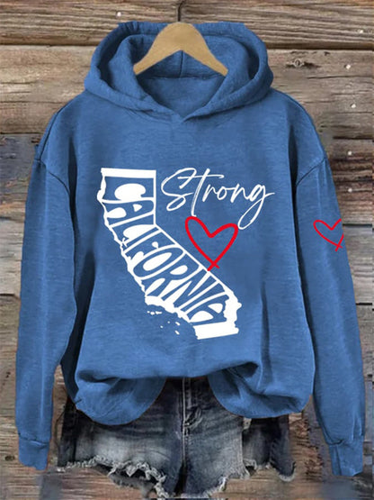 Comstylish Women's California Strong Print Hooded Sweatshirt