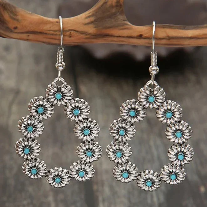 Turquoise Daisy Drop Earrings