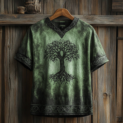Men's Viking Celtic Knot Art Linen V-neck T Shirt artswardrobe