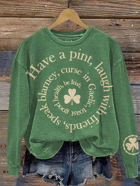 Comstylish Irish Shamrock Print Women's Sweatshirt
