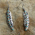 Turquoise Inlaid Stone Leaf Earrings