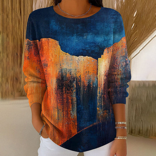 Comstylish Women's Retro Abstract Pattern Casual Knitted Sweater