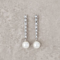 Silver Zirconia Pearl Earrings
