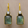 Green Stone Inlaid Pearl Earrings