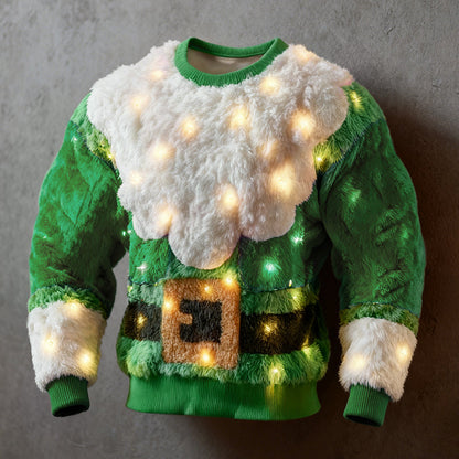 Comstylish Men's Fun Santa Claus Comfortable Crew Neck Plush Sweatshirt