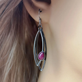 Purple Stone Dangling Earrings