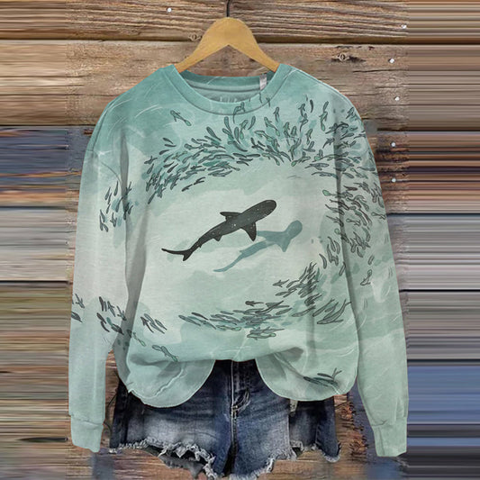 Comstylish Ocean Whale Art Leisure Sweatshirt