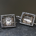 Square Dark Glass Earrings