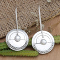 Rounded Inlaid Pearl Silver Earrings