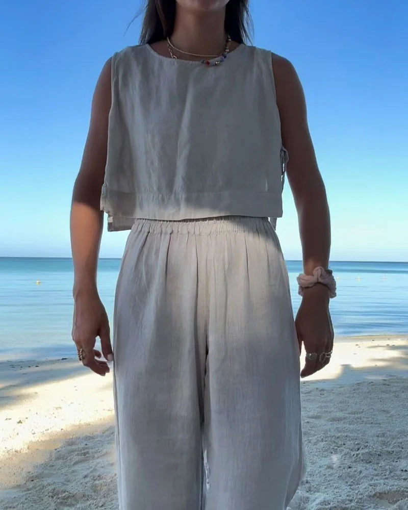 LM | Two-piece set consisting of vest and trousers with lacing