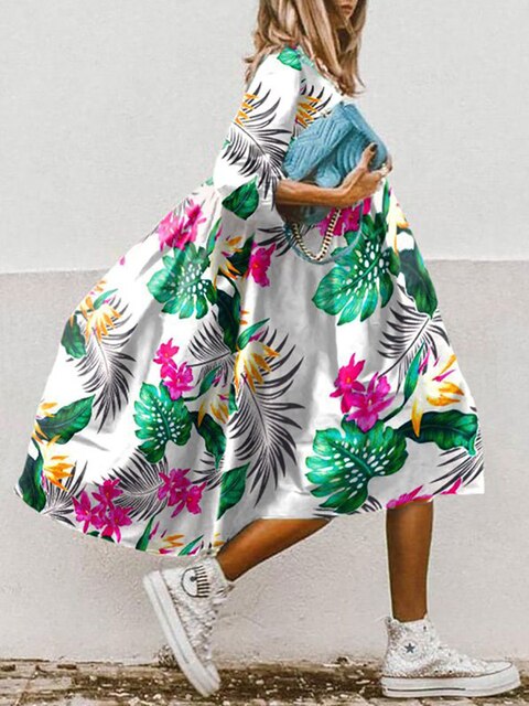 LM | Printed A-line midi dress