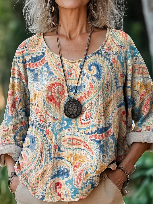 Vintage Floral Pattern Women's Linen Shirt artswardrobe