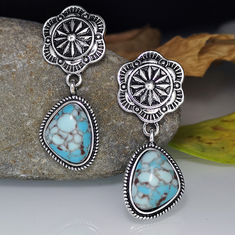 Blue Stone Silver Earrings