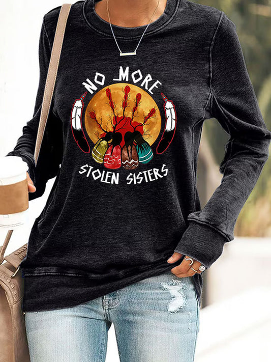 Comstylish Retro Native American Heritage Month Mmiw Awareness No More Stolen Sisters Print Sweatshirt