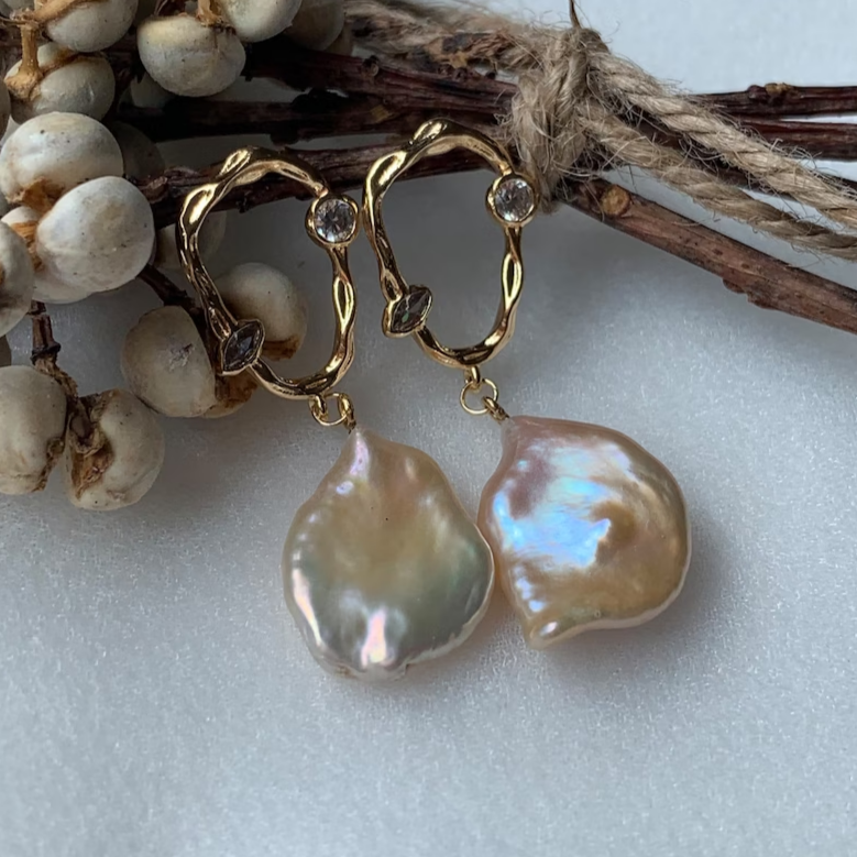 Pearl Golden Earrings