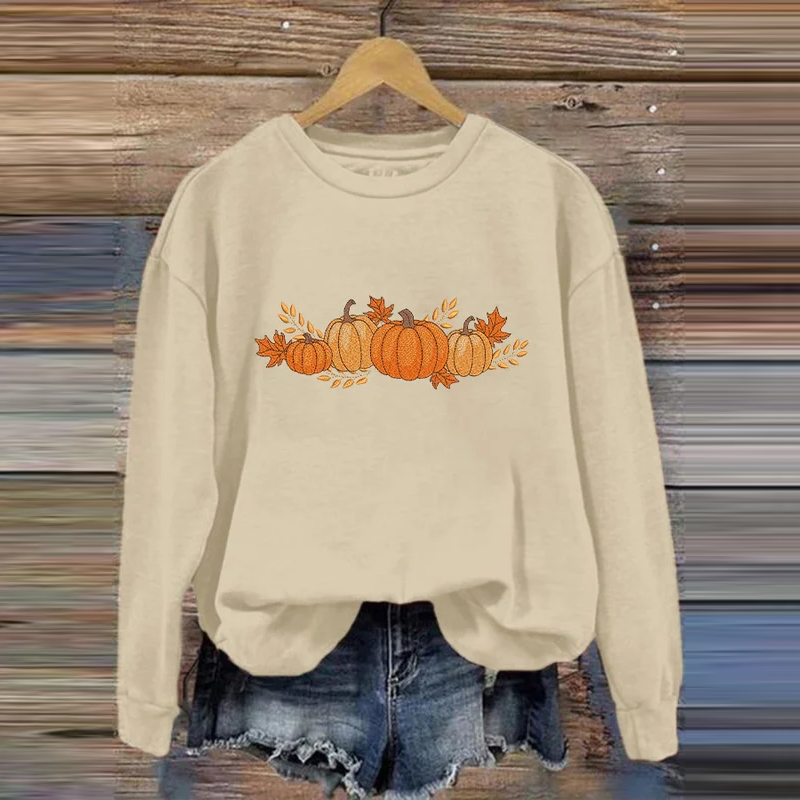 Thanksgiving Autumn Pumpkin It's Fall Y'all Geometric Printed Women's Sweatshirt artswardrobe