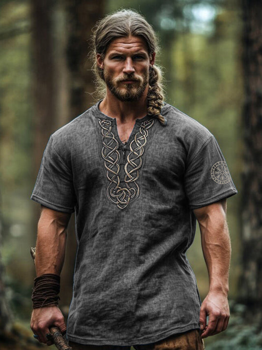 Men's Vintage Viking Celtic Knot Art Linen Shirt artswardrobe