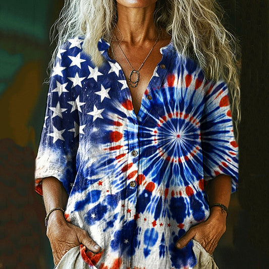Women's Vintage Independence Day Flag Shirt artswardrobe