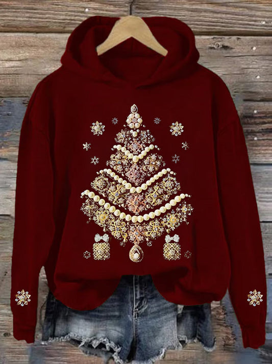 Comstylish Women's Christmas Printed Casual Crew Neck Sweatshirt