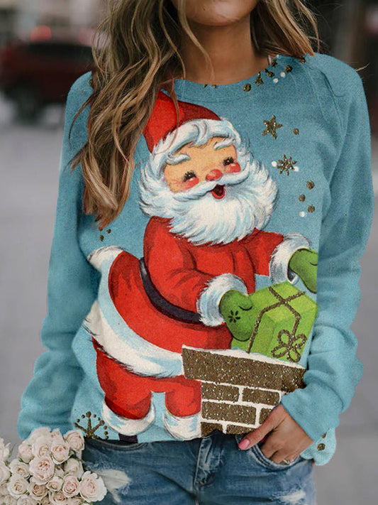 Comstylish Vintage Christmas Santa Claus Art Comfy Sweatshirt