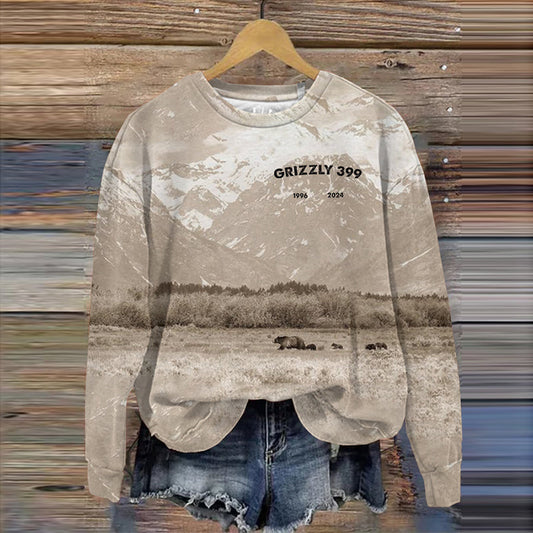 Comstylish Vintage Forest Grizzly 399 Teton Queen Casual Sweatshirt