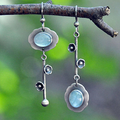 Blue Crystal Earrings in Silver