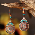Colorful Mandala Bronze Earrings