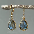 Blue Crystal Drop Golden Earrings