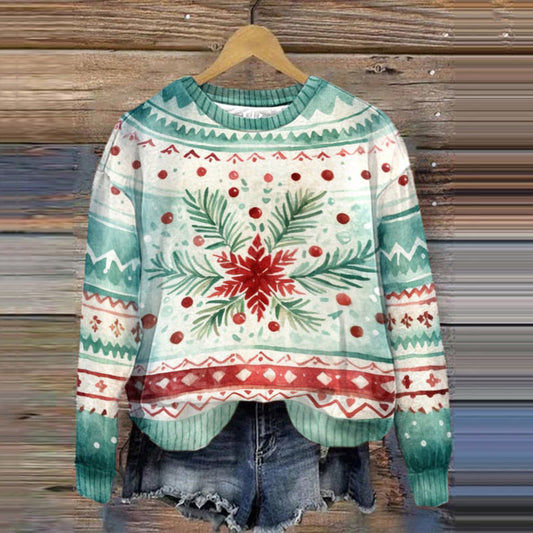 Comstylish Women's Christmas Geometric Print Sweatshirt