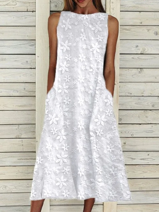 Linen Plain Cotton And Linen Dress