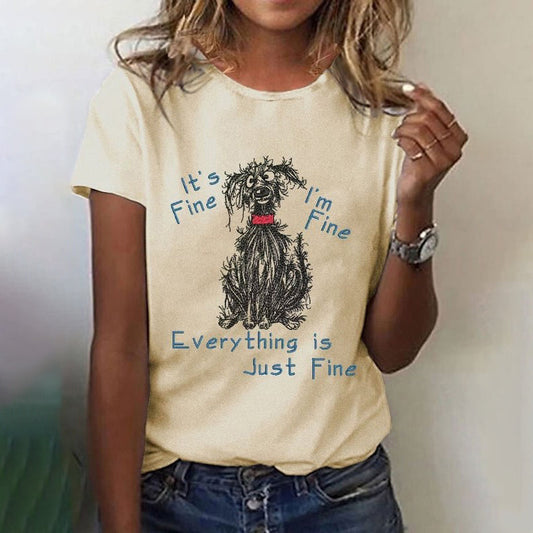 Comstylish Women's Funny Neurotic Crazy Dog Printed Casual T-Shirt