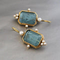 Blue Stone Pearl Earrings