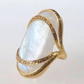 White Opal Golden Ring