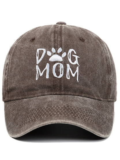 Comstylish Dog Mom Embroidered Washed Track Cap