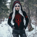 Vintage Red Viking Rune Knitted Red Warm Hooded Sweater elevenforest