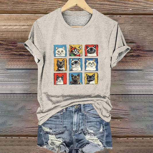 Pop Art Cat Andy Warhol Style Cat Meme T-shirt elevenforest