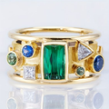 Colorful Inlaid Zirconia Gold Ring