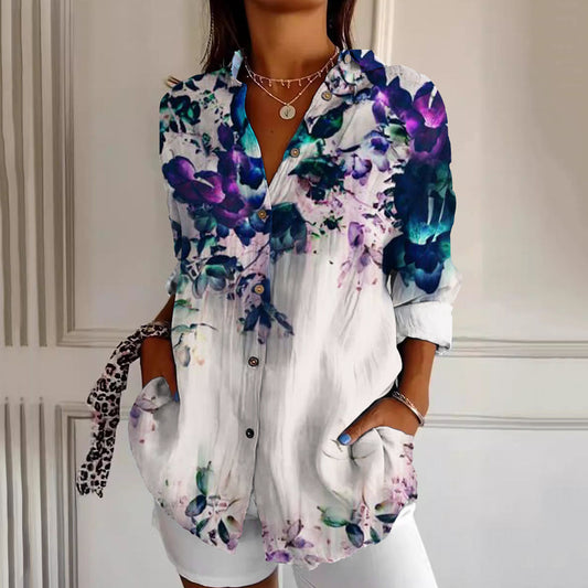 Comstylish Tie-Dye Floral Print Women'S Shirt