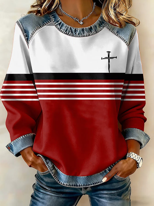 Comstylish Women's Casual Faith Print Sweatshirt