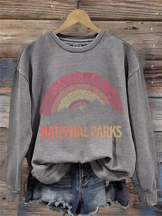 Comstylish Women's Hotspots 63 National Parks Explore, Protect, And Preserve Printed Casual Sweatshirts