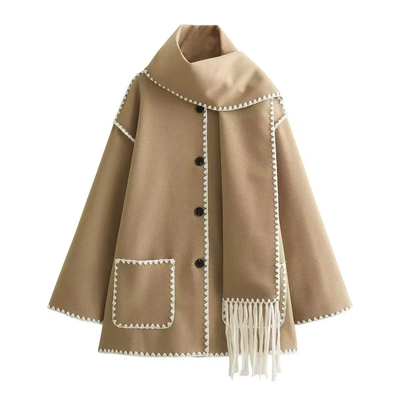 LM | loose jacket with scarf tassels