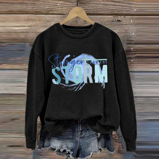 Comstylish Women's Stronger Than The Storm Printed Crew Neck Sweatshirt