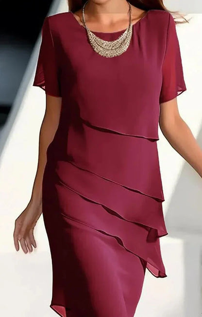 LM | Midi dress in chiffon with layers