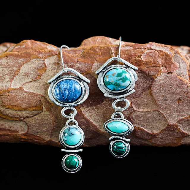 Earrings With Blue Natural Stones in Silver