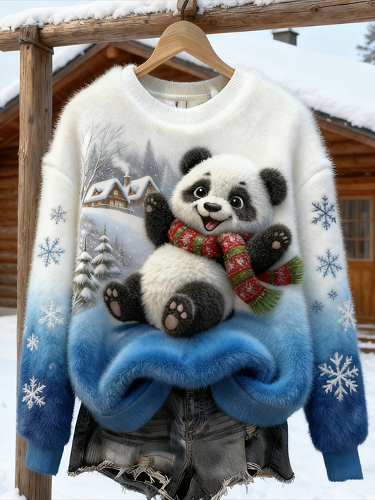 Comstylish Women's Winter Cute Animal Flannel Warm Sweatshirt