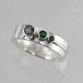 Silver Green Crystals Ring