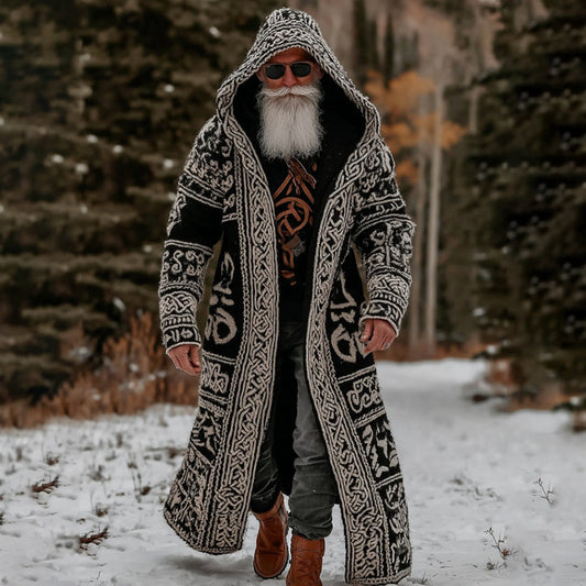 Men's Vintage Viking Celtic Knot Cozy Jacquard Cardigan Sweater artswardrobe